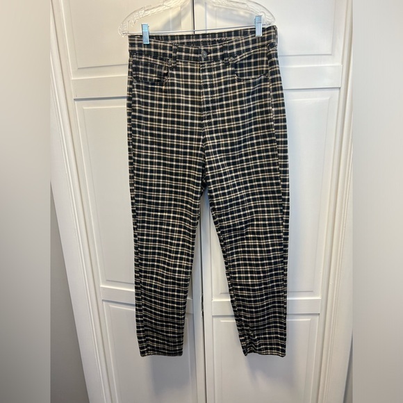 American Eagle Outfitters Pants - American Eagle Stretch Plaid High Waisted Mom Jeans Size Women’s 12 Long